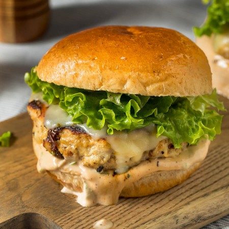 Image of Applewood Smoked Turkey Burger with a Honey Dijon Aioli and Gruyere Recipe
